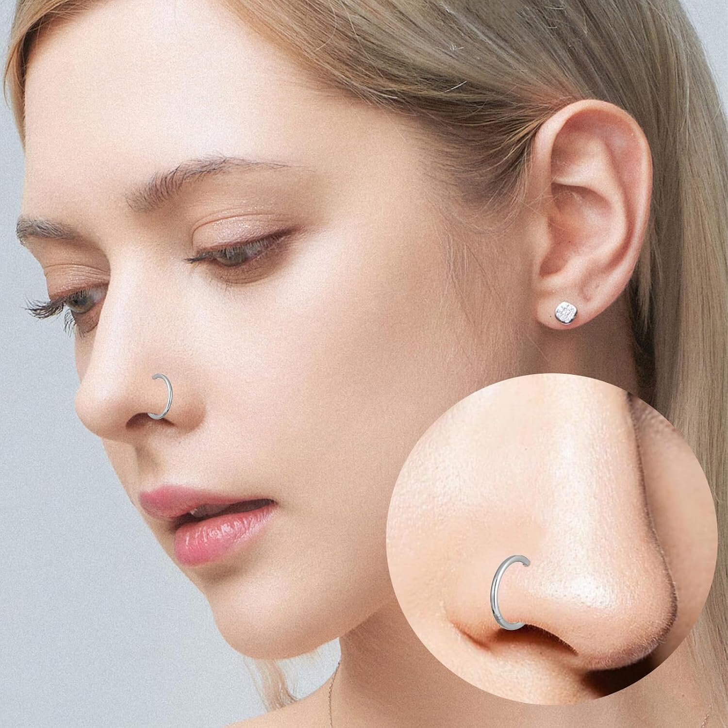 JJUNW 5 Pairs Hoop Earrings for Men, 316L Surgical Steel Small Silver Hoop Earrings Set Sensitive Skin Safe Piercings Cartilage Earring Hoops, 8mm 10mm 12mm 14mm 16mm