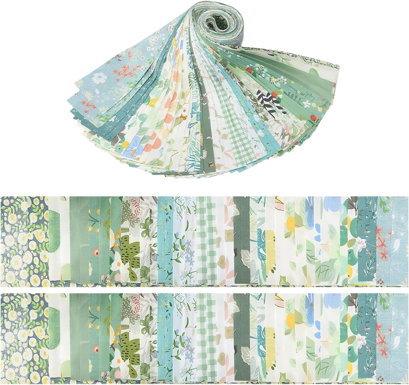 of 40 Creative Florals Roll Cotton Strips for Sewing Enthusiasts and Home Decoration Projects Cotton Fabric Strips for Craft