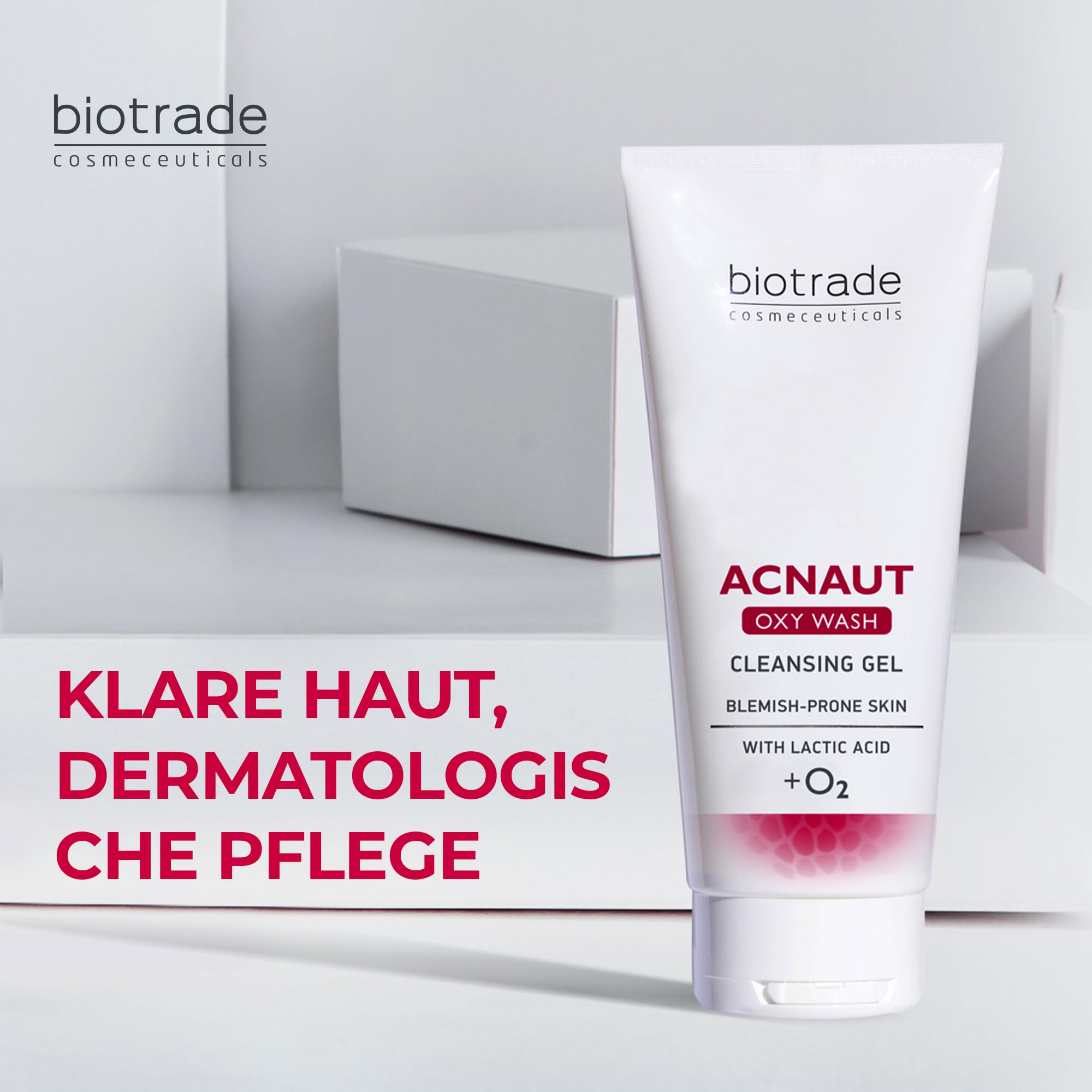 Biotrade Acnaut Oxy Wash Reinigungs-Gel für zu Unreinheiten neigende Haut – Körper- und Gesichtsreiniger mit Milchsäure für Erwachsene & Teenager – Ideal zur Rasur & Haarentfernung – 200 ml