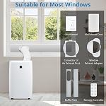 GarveeHome climatiseur portable 14 000 BTU pour pièce jusqu'à 750 pi² avec télécommande, unité de climatisation portable 3-en-1 silencieuse avec refroidissement, déshumidificateur, ventilateur, kit de fenêtre, mode sommeil, minuterie 24H, blanc | unité de climatisation portable 14 000 BTU avec mode sommeil, minuterie 24H