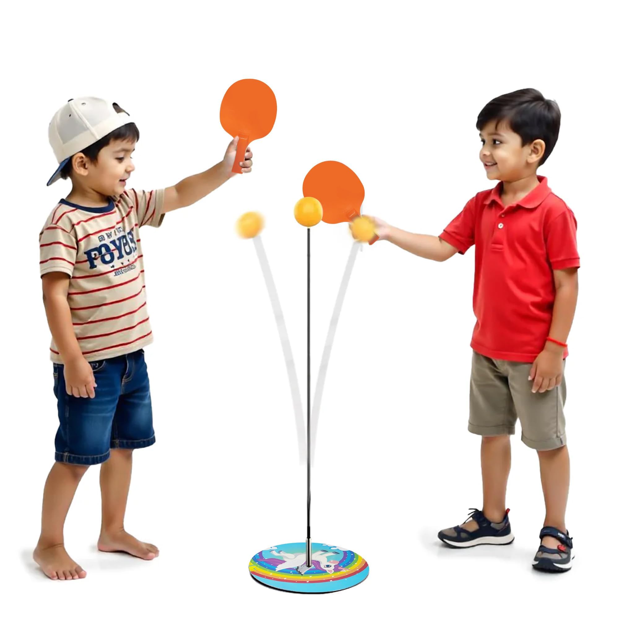 Kidology Light Table Tennis Self Training Indoor Gaming 2 Rackets & 4 Practice Ping Pong Ball Parent Child Interaction Indoor Toys for Kids Fun Party ...