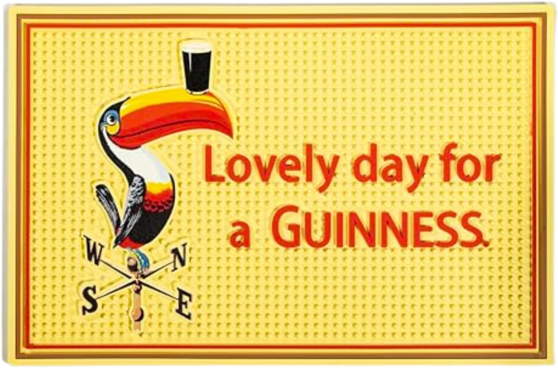 Guinness Bar Mat - 18x12 Inches, Durable and Dishwasher-Safe with Iconic Gilroy Lovely Day for a Guinness Retro Toucan Design