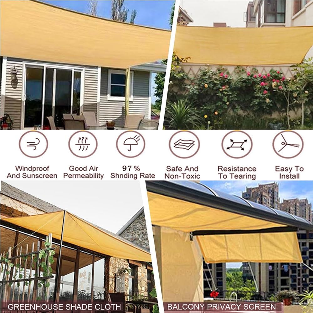 Ogrodowy żagiel przeciwsłoneczny, ochrona przed promieniowaniem UV, tkanina z przelotkami, idealny na balkon, taras, do szklarni, rośliny, garażu, na patio, 3 x 5 m