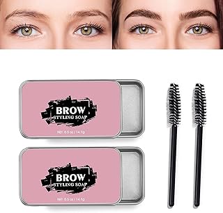 2PCS Eyebrow Soap Kit,Brows Styling Soap,Long Lasting Waterproof Smudge Proof Eyebrow Styling Pomade for Natural Brows, 3D Feathery Brows Makeup Balm