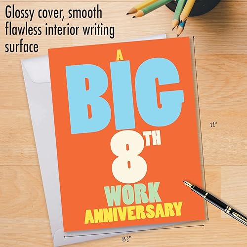 Miniatura 5 de NobleWorks - Tarjeta de felicitación de aniversario de trabajo de 8.º hito humorístico de nosotros de 8.5 x 11 pulgadas con sobre (paquete de 1)