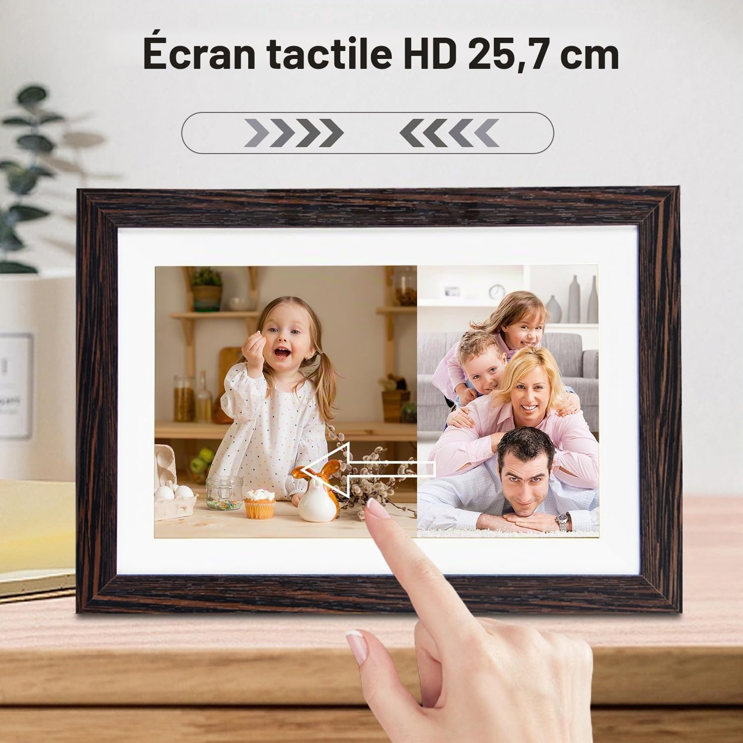 Hesmor Cadre Photo numérique WiFi, Cadre Photo numérique de 10,1 Pouces, écran Tactile LCD IPS 1280 x 800, Rotation Automatique, Stockage de 32 Go intégré