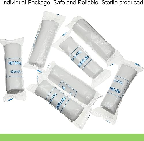 Miniatura 10 de Paquete de 100 rollos de gasa de 5 yardas, vendajes elásticos de gasa de compresión ligera y elásticos, rollos de gasa blanca transpirables, para el