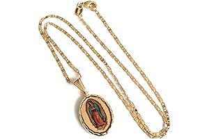 Virgen de Guadalupe Both Sides Medal Necklace Sterling Silver Chain Pendant