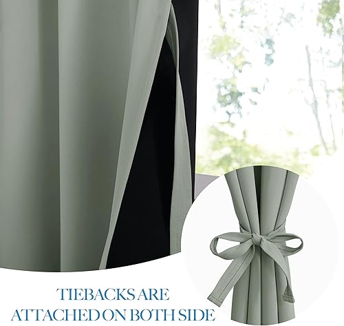 Miniatura 172 de RYB Home 2 paneles de cortinas de privacidad para puerta francesa, cortinas de oscurecimiento de habitación y cortinas con aislamiento térmico