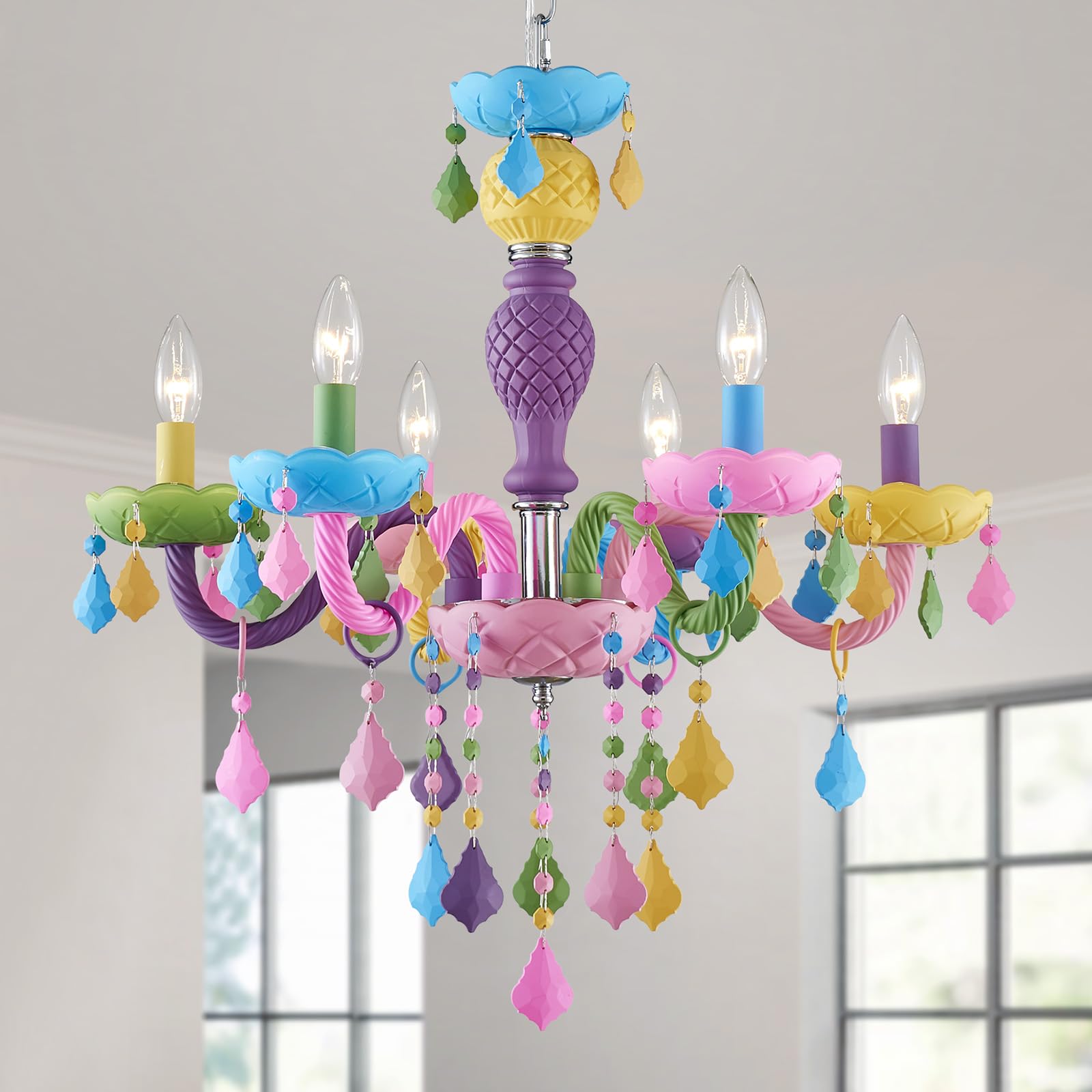 ☺︎✨ 6-Lights Children Chandeliers, Modern Candy Design, Colorful