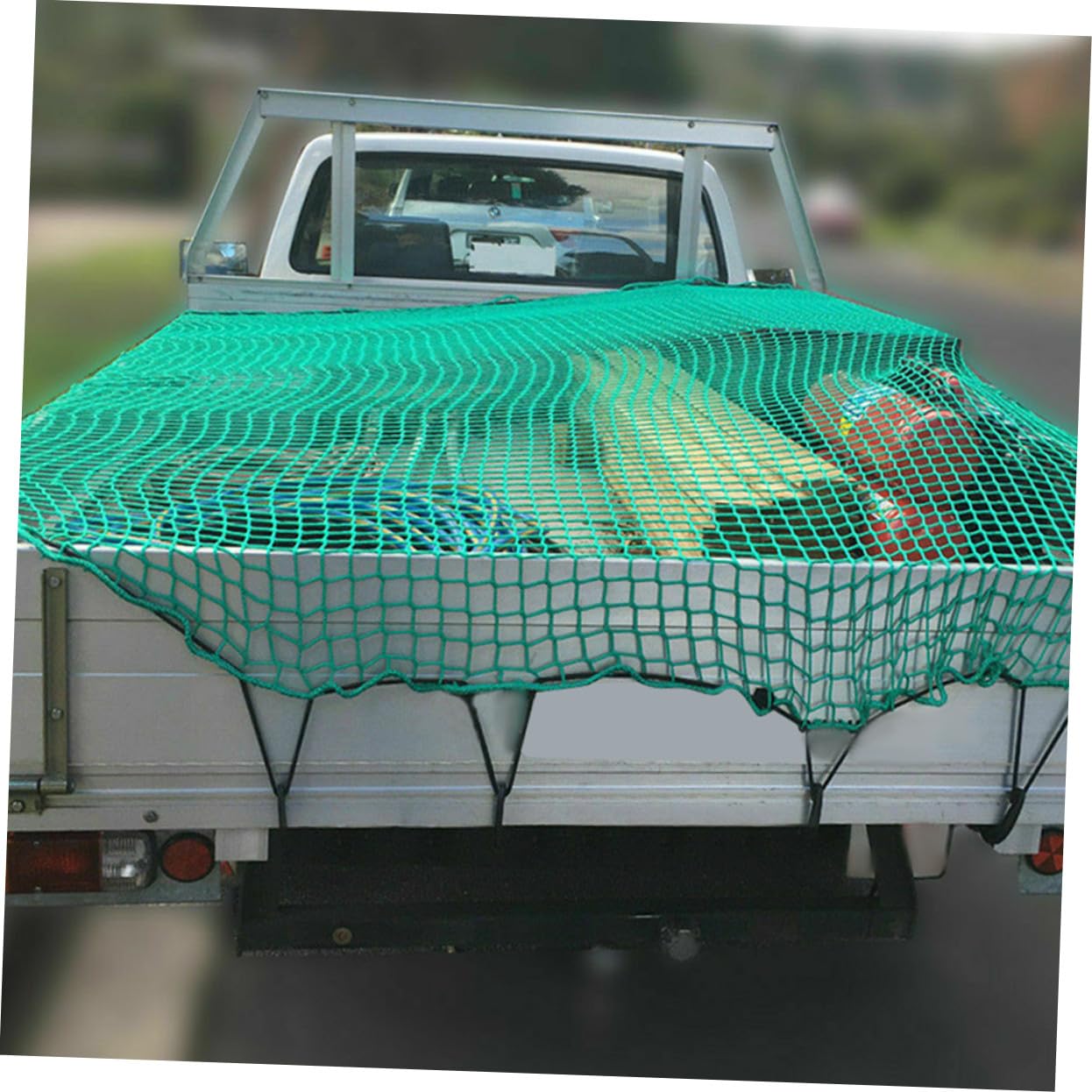 Rete da Carico per Pick-up e Rimorchio in Nylon Resistente con Ganci e Corda Elastico Rete Estensibile per Protezione e Sicurezza Merci in Campeggio e Trasporto Outdoor