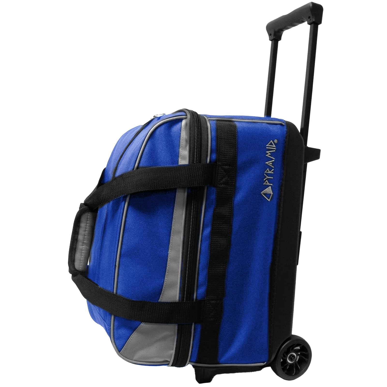 Prime Double Roller 2 Ball Bowling Bag with Large Separate Compartment for Bowling Shoes (Up to US Mens Size 16) or Accessories, Locking Handle - Extends to 40"