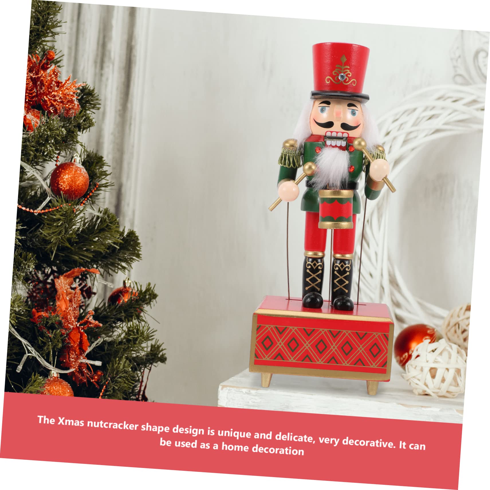 Ipetboom Carillon in Legno Schiaccianoci Natalizio Dipinto a Mano 32 Cm Musica, Decorazione Festiva per Casa, Ufficio e Scrivania, Bomboniera Regalo Natale