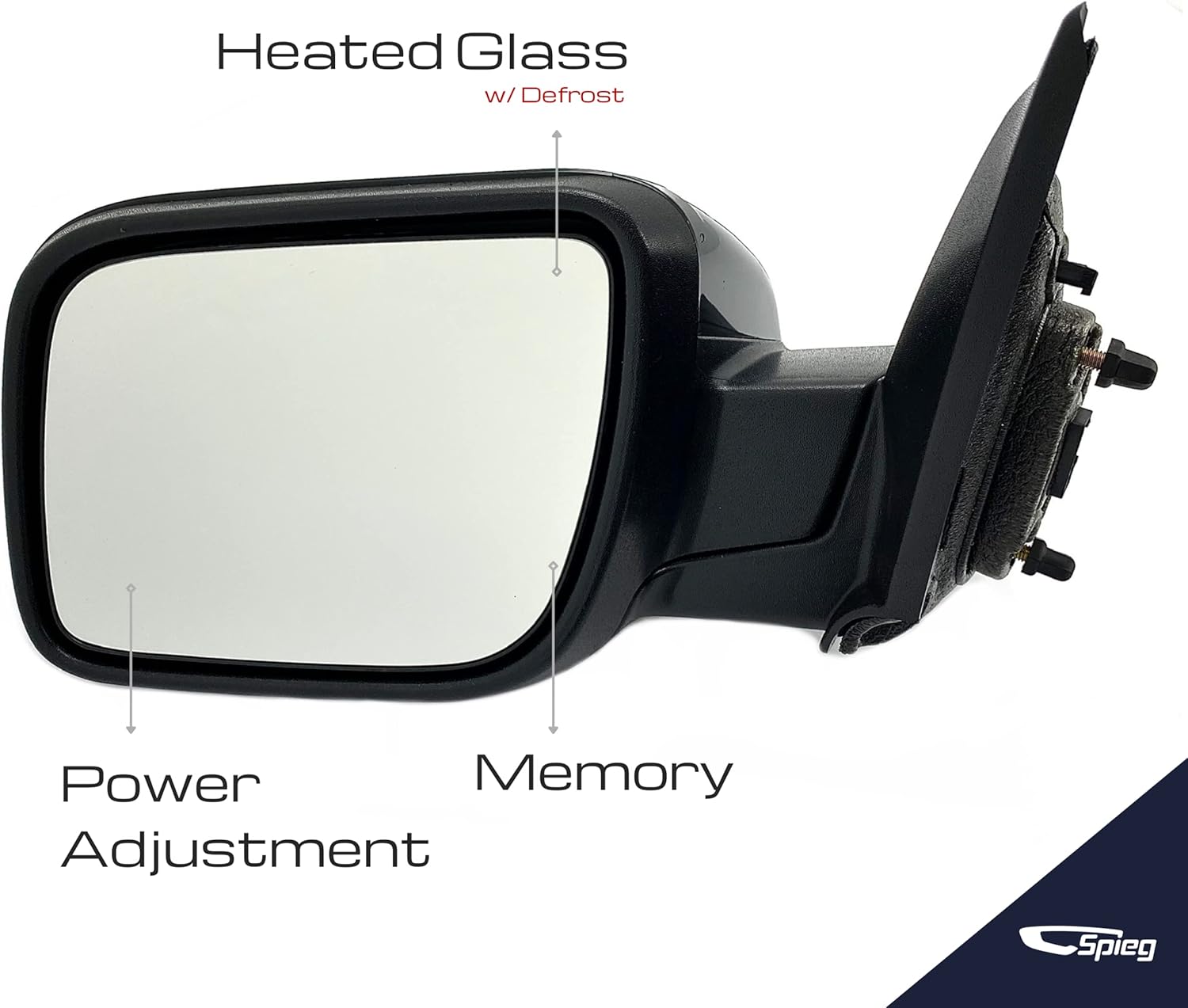 Spieg Driver Side Mirror for 2011-2015 Ford Explorer Power Adj Heated Power Fold Puddle Lamp Memory Turn Signal Light Black 13 Pins Left FO1320617