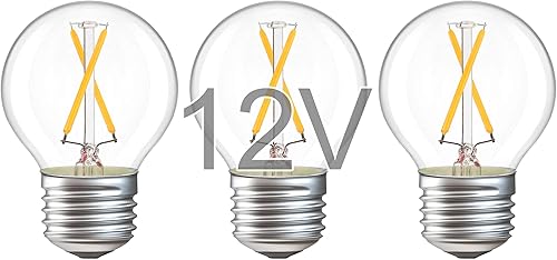 Bombilla LED de 12 voltios, equivalente a 25 W, blanco cálido 2700 K, 2 W 200 lúmenes, 12-24 V CC, base E26, bombilla de globo A15 de bajo voltaje