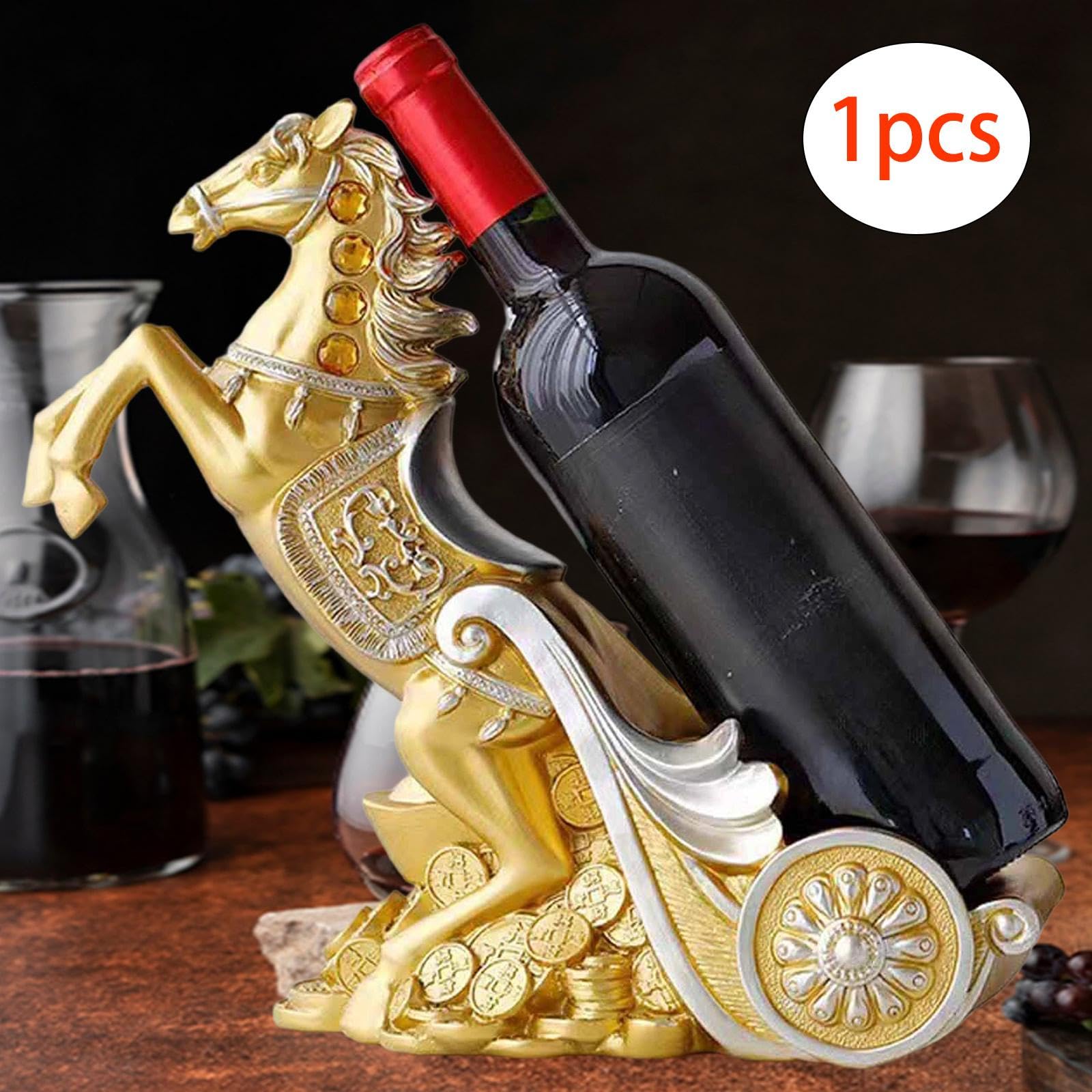 Soporte para Botellas de Vino con Forma de Caballo para Encimera O Mesa de Oficina en Casa.