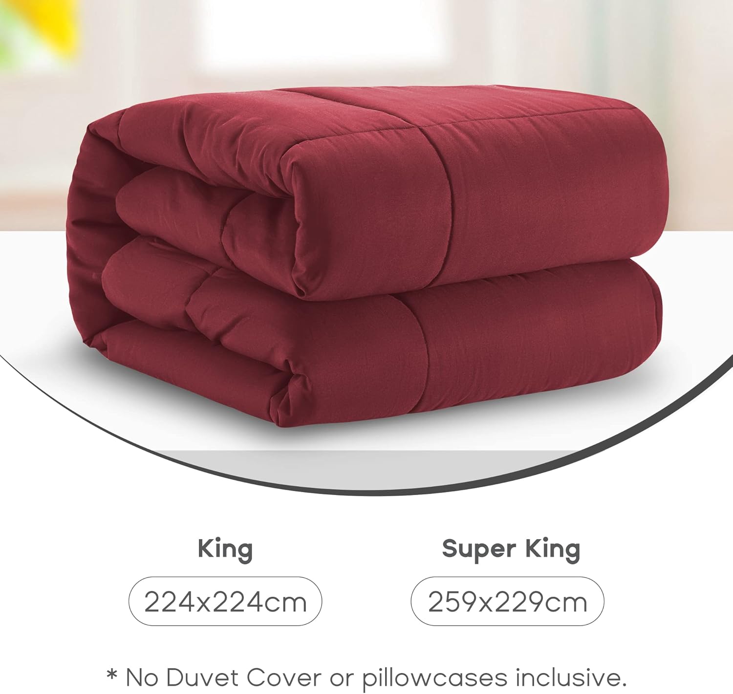 Sonive King Comforter,Quilted Duvet All Season Down Alternative Bedding Duvet Insert Soft Fluffy Breathable Microfiber 200gsm with 8 Corner Tabs Easy Care Burgundy - Image 6