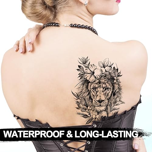 Miniatura 2 de Kotbs 6 hojas de tatuajes temporales realistas de animales realistas para hombres y mujeres, calcomanías de tatuaje impermeables para adolescentes y