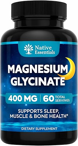 Suplemento de glicinato de magnesio de 400 mg, magnesio de alta absorción para dormir, relajación, salud cardíaca, densidad ósea y apoyo muscular.