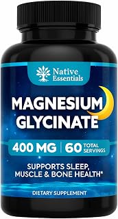 Magnesium Glycinate 400mg - High Absorption Magnesium for Sleep, Muscle & Bone Support – Gentle on Stomach. 120 Count. | Packaging May Vary