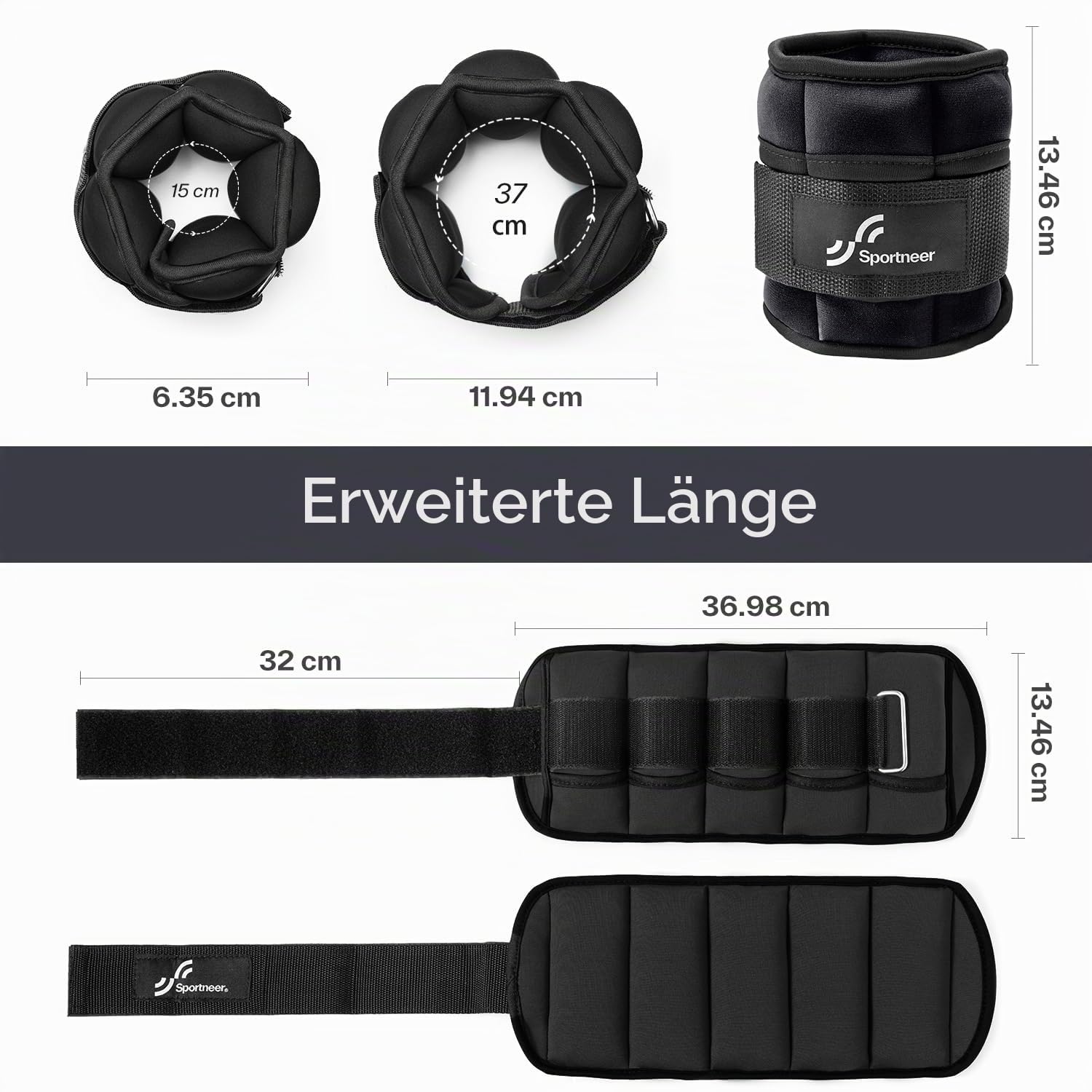 Sportneer Verstellbare Gewichtsmanschetten für Füße oder Handgelenke, 0,7–3 kg pro Knöchel, 1,4–6 kg pro Paar