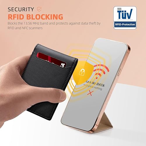 Miniatura 50 de RUNBOX - Carteras delgadas para hombre, cartera de piel con pinza para el dinero, cartera de bolsillo frontal con bloqueo RFID, tarjetero Negro