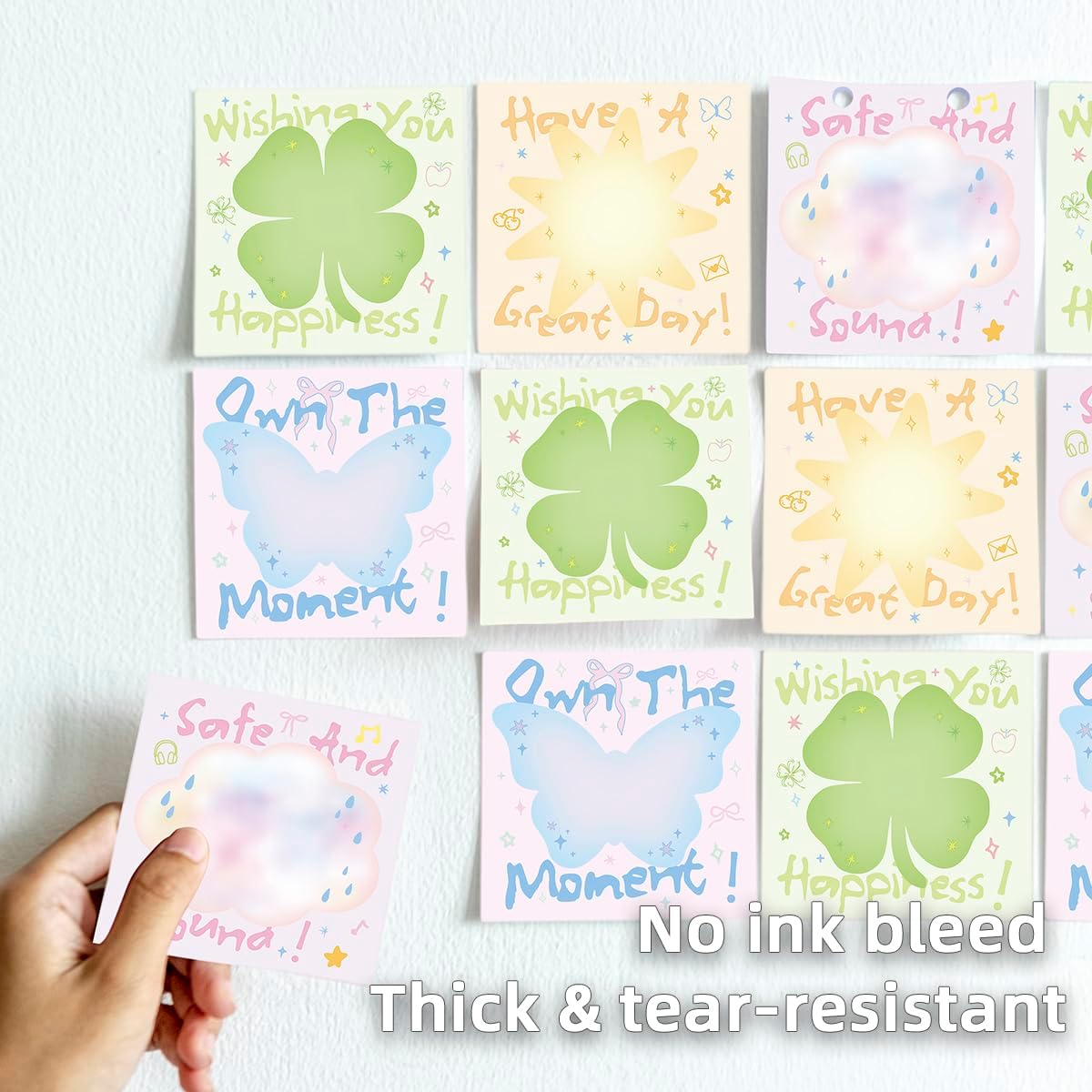 4-Pads/200Sheets 3x3 Sticky Notes Set, Cute Memo Pads with High-Adhesive, Artistic Self-Stick Notes, Reusable & Tearable for Journal Planners Office School Home, Bulk Pretty Stationery Gift image 5