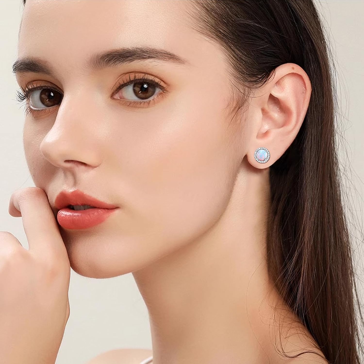 3 Pack Set Opal Stud Earrings for Women Hypoallergenic Opal Earrings Jewelry for Mother's Day - Image 4