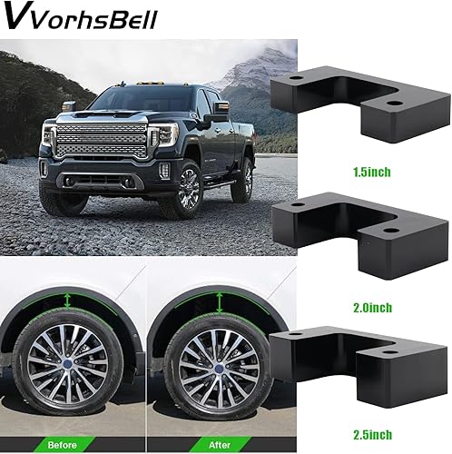 Miniatura 5 de VVORHSBELL Kit de elevación de nivelación de 2.5 pulgadas compatible con GMC Sierra GM 1500 2007-2019Chevy 2007-2021Silverado1500Yukon XL 1500