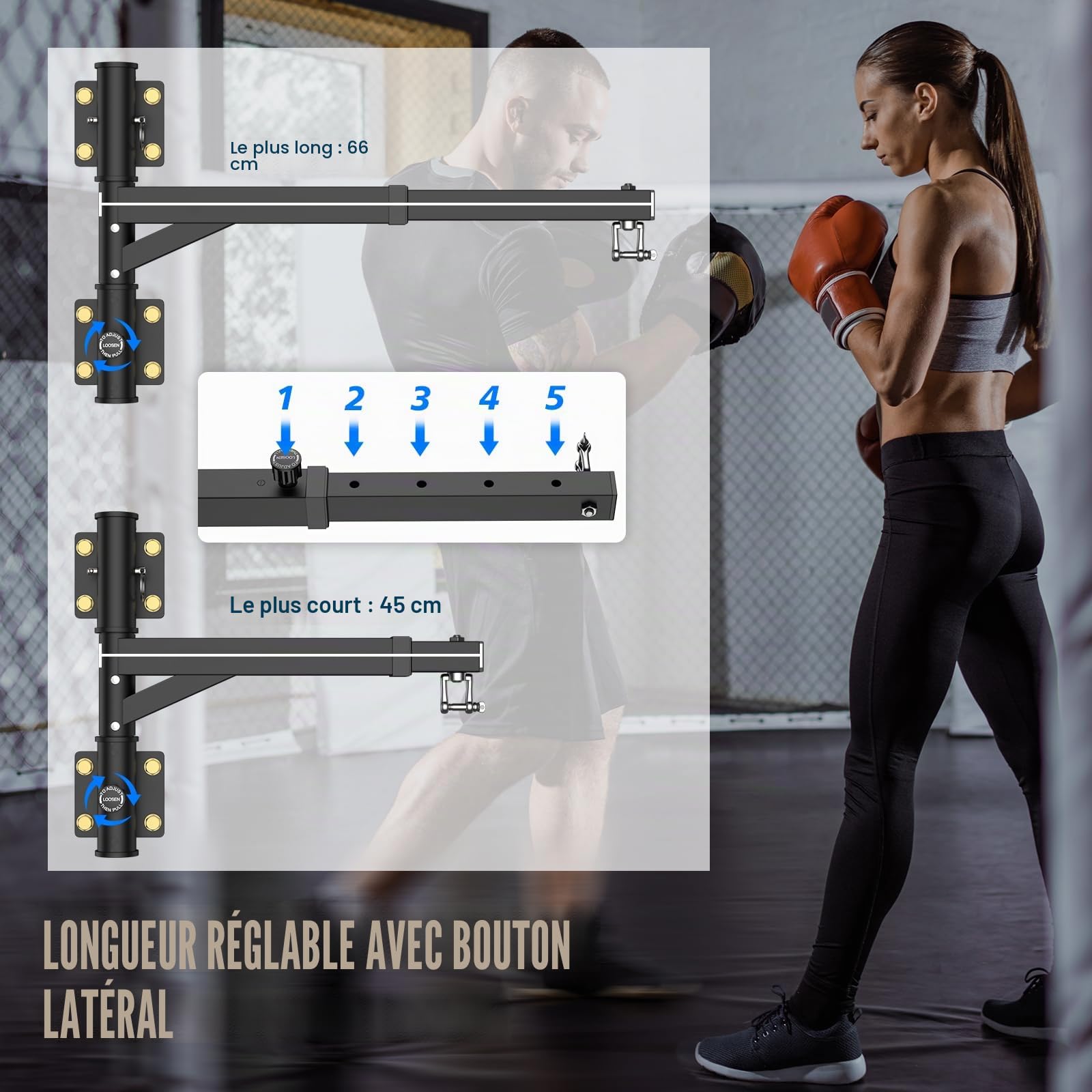IMAYCC Support de Sac de Frappe, Fixation Murale Suspendu pour Sac de Boxe Crochet Pivotant à Roulement Silencieux pour Gymnastique Intérieure et Extérieure, MMA, Mua Thai, Etc, 800lbs Capacité.