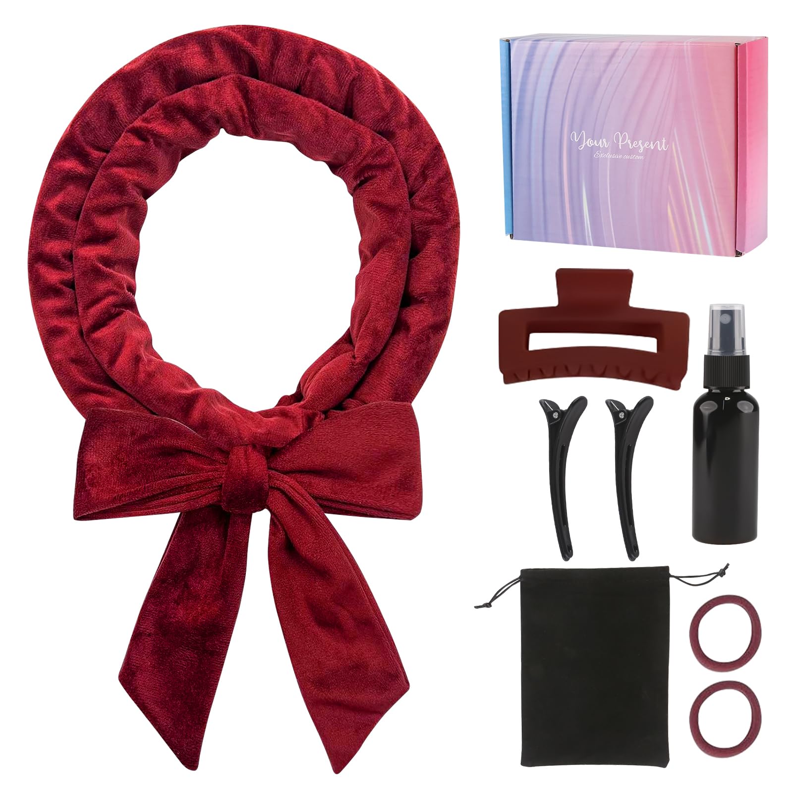 Heatless Curlers Headband, Soft Velour Heatless Curls, Overnight Heatless Hair Curling Set