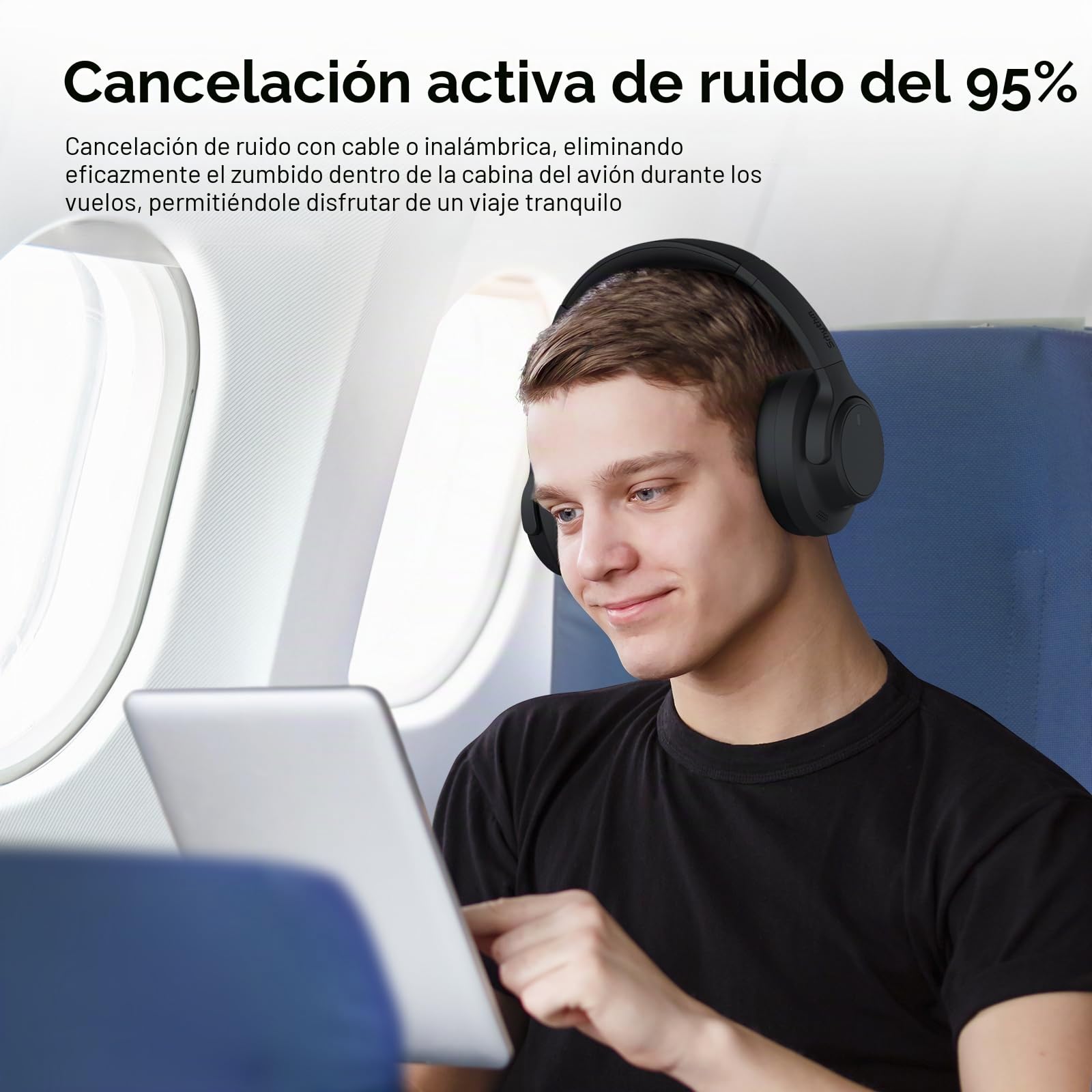 Srhythm Auriculares inalámbricos híbridos NiceComfort 15 (2.ª generación), con cancelación de Ruido, Bluetooth 6.0, Baja latencia, Audio Espacial, ENC, 120 h