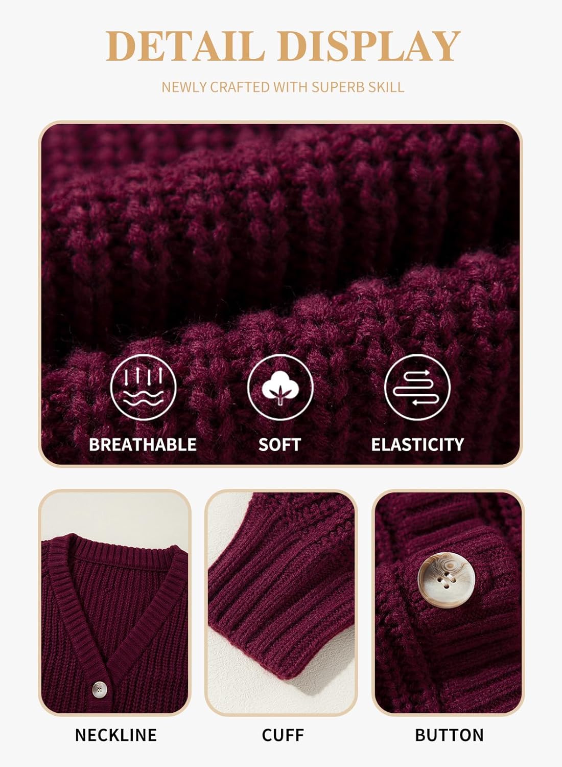 Eytino Womens Plus Size Cardigan Sweater Long Sleeve Button Down Chunky Knit Open Front Cardigans Outwear(1X-5X) - Image 5