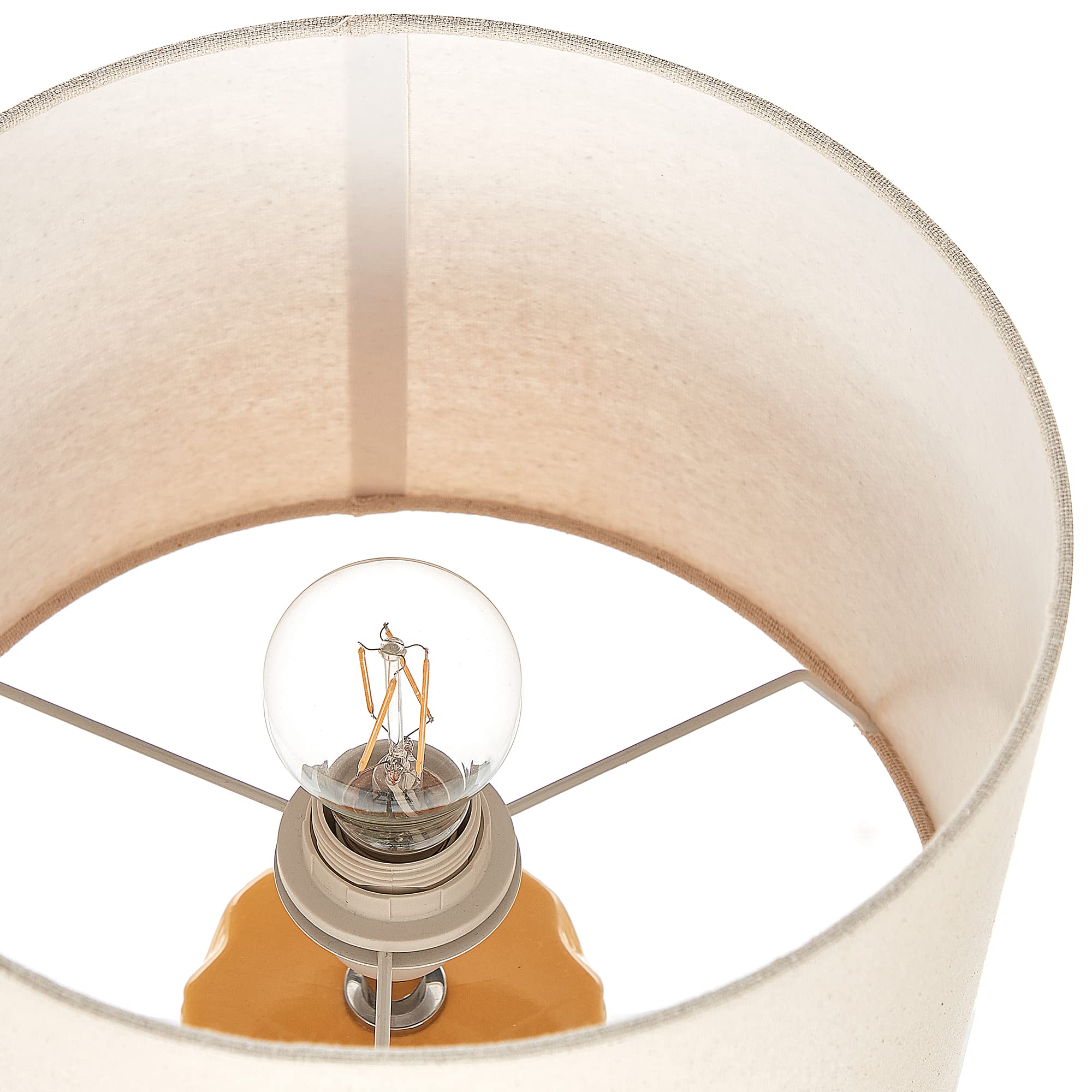 Beliani Tischlampe Keramik gelb 49 cm Lampenschirm elegant Balonne