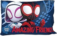 Vista 2 de Jay Franco Marvel Spidey and His Amazing Friends Team Spidey 1 funda de almohada reversible individual – Ropa de cama súper suave de doble cara