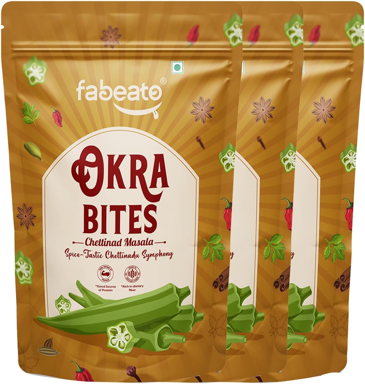 - Fabeato Chettinad Okra Chips| No Palm Oil|Vacuum Fried|Gluten Free | Vegan Friendly Snack | Trans free|No Artificial Flavour | Vegetable Chips – (Pack of 3 X 30g)