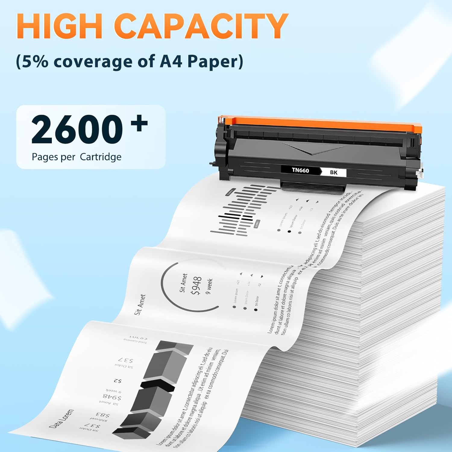 TN660 TN 660 Toner Cartridge Replacement for Brother TN660 TN-660 TN660 TN630 Black High Yield Compatible with Brother MFC-L2700DW HL-L2380DW HL-L2320D HL-L2340DW DCP-L2540DW Printer 4Pack
