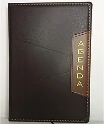 Agenda Permanente Capa Dura com Costura – 155 Folhas, Mapa Mundi, Lista de Aniversários e Códigos DDD-IT (Agenda Marrom escuro)