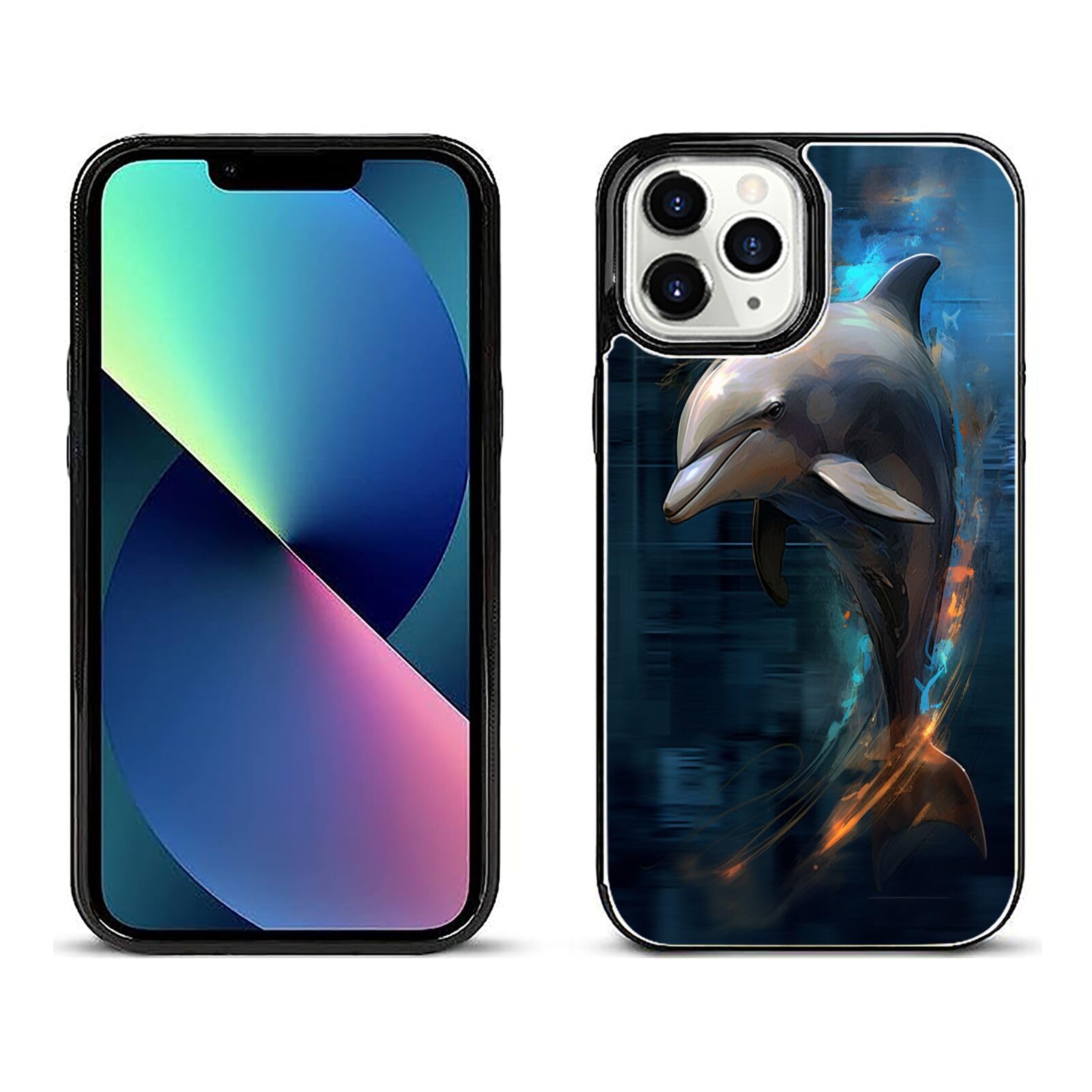 SHENCANG BLUE Wallet Case for iPhone 11 Pro with Dolphin-aa870 Design Magnetic Flip Cover with Card Slots and Kickstand - Ultimate Protection for Your Phone