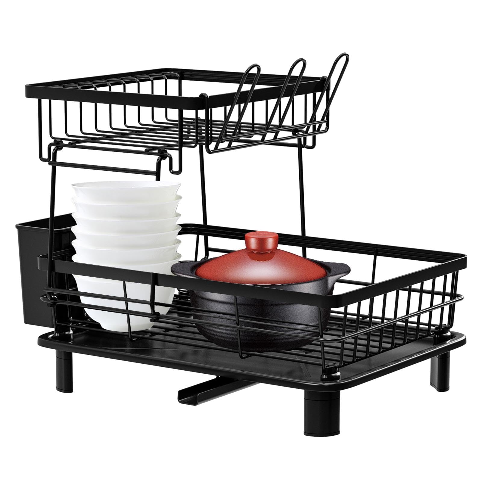 MRKU Basket Storage Box Kitchen Dish Drain Rack,Drainer Organizer,Drying Strainer Rack,Space-Saving