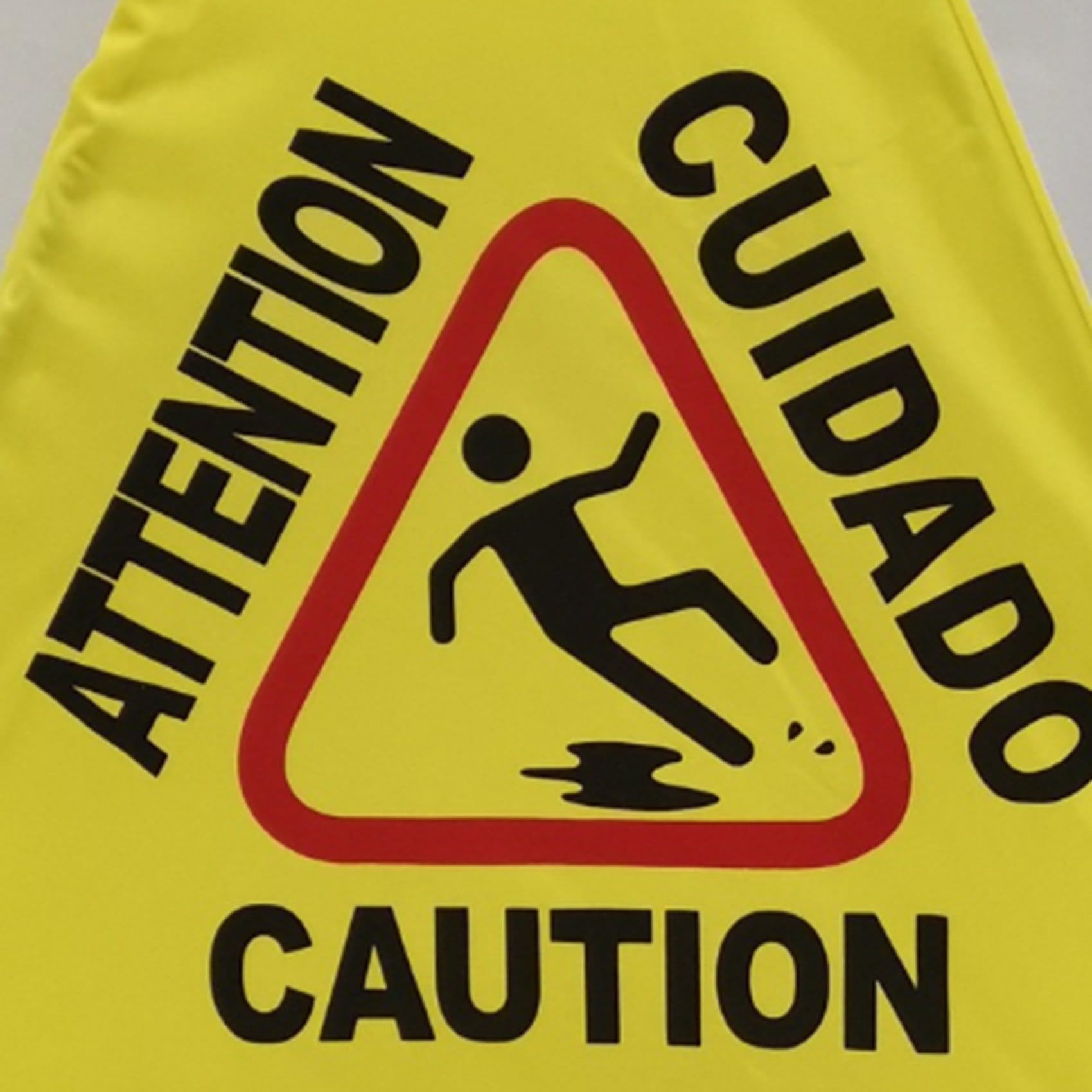 2 x Precaución, suelo mojado, cartel con texto en alemán "Rutschgefahr bei Nässe, aufklappbarer an der Wand Montierter, Faltbarer Sicherheitswarnkegel bilingüe