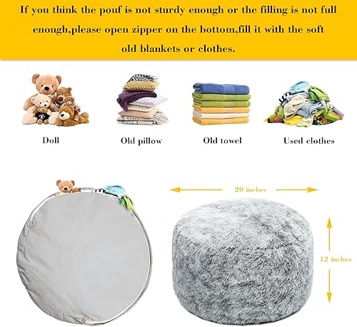 Miniatura 11 de Asuprui Puf otomano sin relleno, reposapiés otomano de 20 x 12 pulgadas, puf redondo para piso, sin relleno, reposapiés con almacenamiento para sala