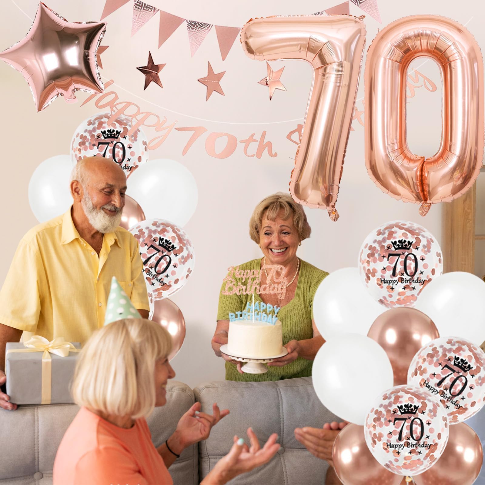 Snapklik.com : 70th Birthday Decoration For Women, Rose Gold 70th