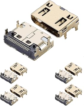 10Pcs Mini HDMI Female Gold Plated 19 Pin Repair Plug Soldering Wire Connectors
