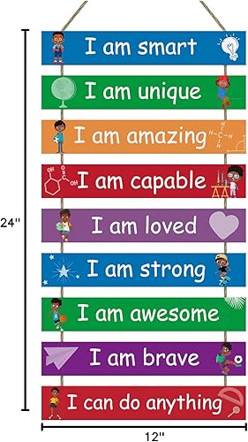 Miniatura 8 de UBTKEY Decoración de habitación infantil para niños, juego de 9 piezas de arte de pared para habitación de niños, decoración de pared motivacional