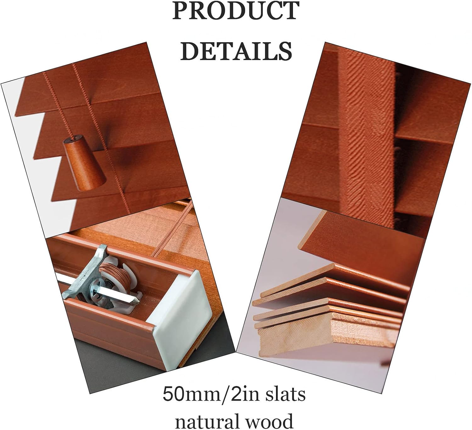 Real Wood Venetian Blinds for Room Darkening, Horizontal Window Shades for Light Control and Privacy