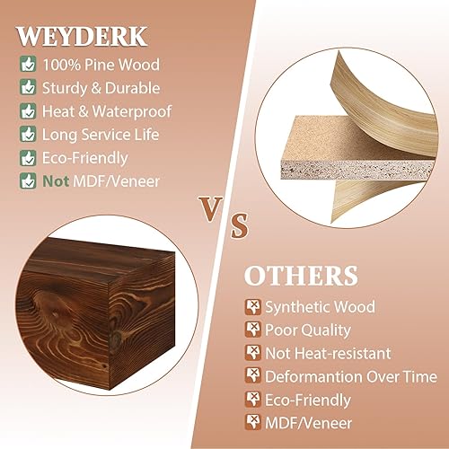 Miniatura 11 de Mantel de chimenea de 60 pulgadas, estante de mantel hecho a mano para sobre chimenea, mantel de madera con soporte invisible resistente, estantes