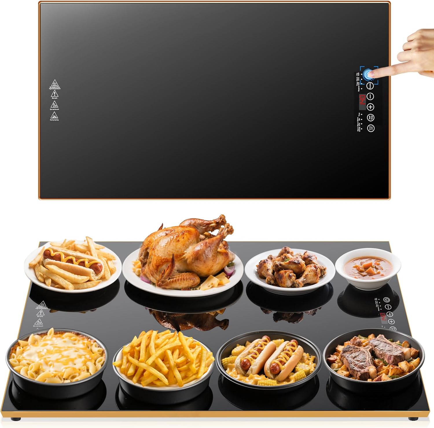 Essential Items for a Christmas Party-Electric Warming Tray(XXL 32”x18”),Touchscreen-Controlled Food Warmer Mat – Full Surface Heating with 10 Temp Settings & Thermostat | Great for Parties & Buffets