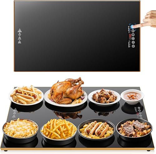 Artículos esenciales para una fiesta de Navidad - Bandeja de calentamiento eléctrica (XXL 32 x 18 pulgadas), tapete calentador de alimentos