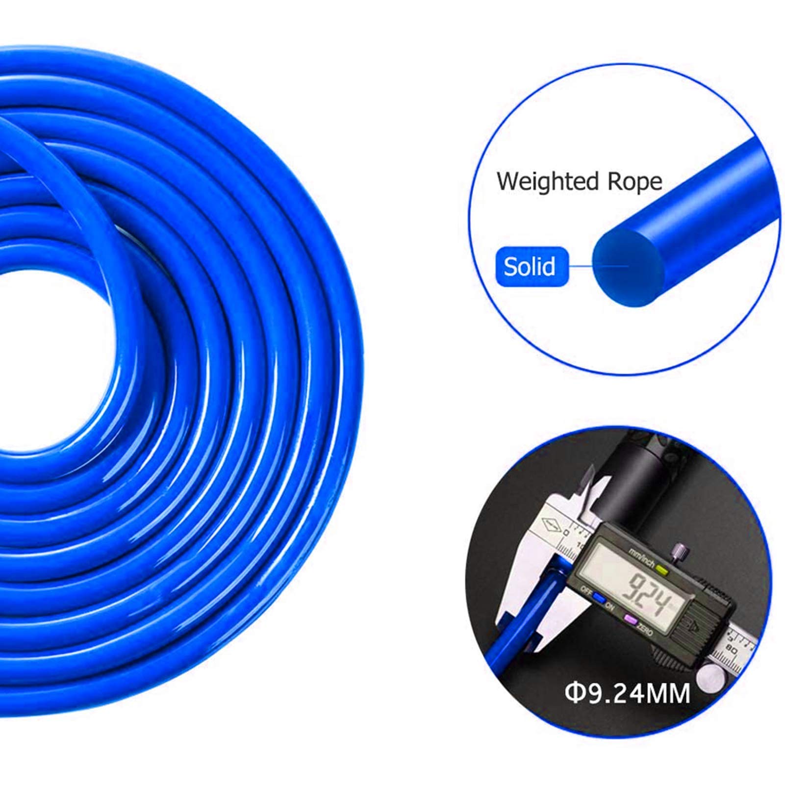 Redify gewichtetes Springseil (0,5 kg) mit verwicklungsfreiem Kugellager für schnelles Training, verstellbar, Aluminium-Griff, 9 mm Baumwollstoff, massives PVC, ideal für Fitness, Boxen & Abnehmen